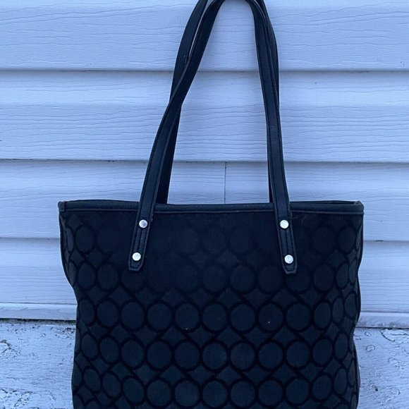 Nine West Women Hand Bag Black Canvas 9 Logo Shoulder Bag - Picture 10 of 10
